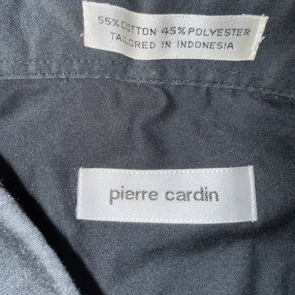 Men's Pierre Cardin Long Sleeve Button Up Dress Shirt Black Size 15.5x32/33 - Picture 6 of 6